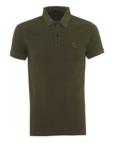 Boss Orange Hugo Prime Polo para hombre, ajuste entallado, logo en el pecho, polo verde oliva, talla XXL