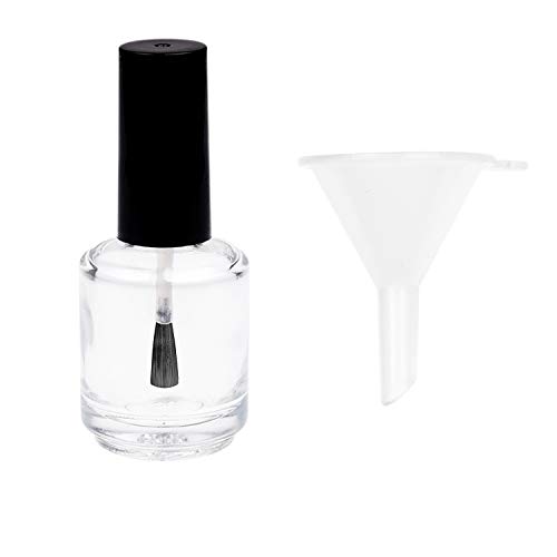 Botellas para Esmalte de Uñas Vacías con Brochas Dupont - Conjunto de 6 - Vidrio Claro Transparente - Incluye Embudos (para llenado fácil) y Bolas Mezcladoras - Crea tu Propio Esmalte de Uñas