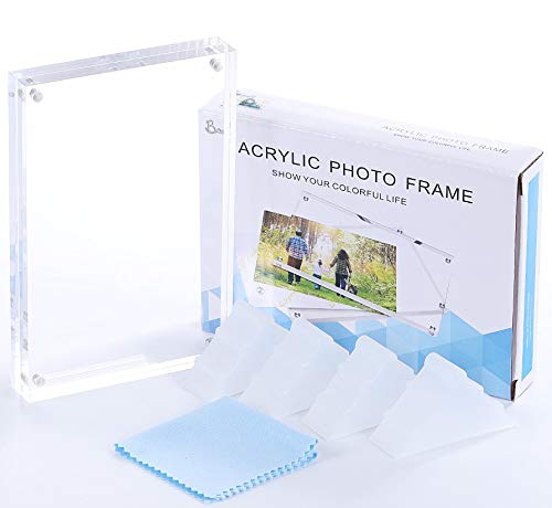 Boxalls Marcos de Foto Acrílicos, Marco de Fotos de Cristal 9x13cm,Transparente de 5" para Fotografías/Soporte para Marco de Fotografías