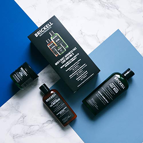 Brickell Men's Products – Rutina Diaria de Cuidado Facial Avanzado Daily II – Gel Limpiador Facial de Carbón Activado + Exfoliante Facial + Loción Facial Hidratante - Natural y Orgánico