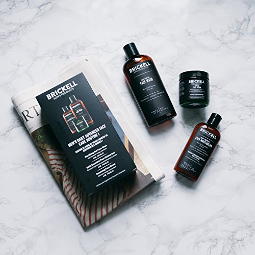 Brickell Men's Products – Rutina Diaria de Cuidado Facial Avanzado Daily II – Gel Limpiador Facial de Carbón Activado + Exfoliante Facial + Loción Facial Hidratante - Natural y Orgánico