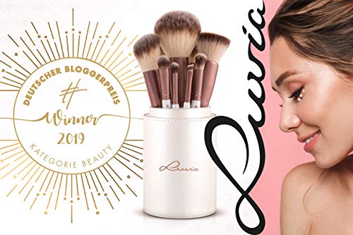 Brochas de Maquillaje Profesional y Exclusivas “PRIME VEGAN” con Estuche de Satín (tubo) – Set de 15 pinceles de Maquillaje - Incluye brocha para cejas y pestañas– El Regalo Perfecto para la Mujer