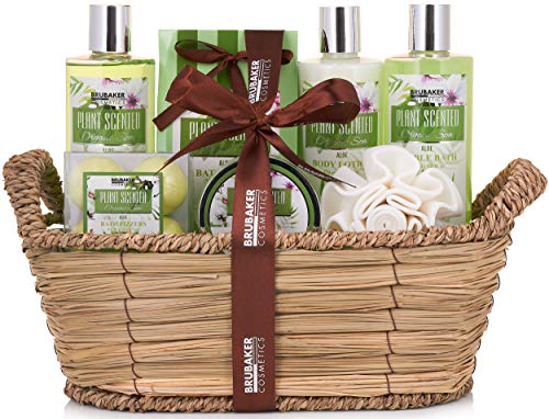 BRUBAKER Cosmetics Set de Baño y Ducha Aloe Vera - Juego de regalo de 11 piezas en cesta de mimbre