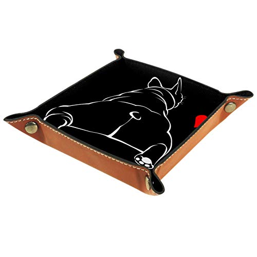 Bulldog Black Pequeña Caja De Almacenamiento De Cuero Caja De Almacenamiento Decorativa Plegable