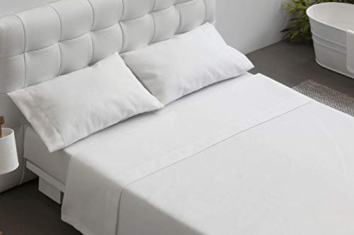 Burrito Blanco Juego de Sábanas Blanco de Hostelería para Cama de Matrimonio de 180 cm x 190/200 cm (Disponible en Más Medidas)