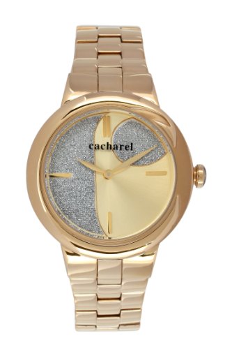 Cacharel - Reloj Analógico de Cuarzo para Mujer, Correa de Acero Inoxidable Color Dorado