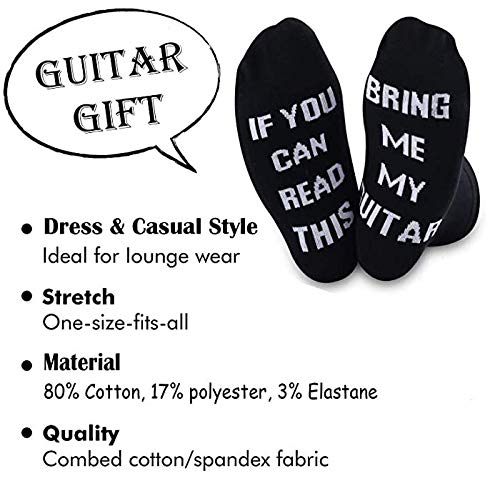 Calcetines divertidos con texto en inglés «If you can read this bring me my guitarra» Negro Calcetines de guitarra M