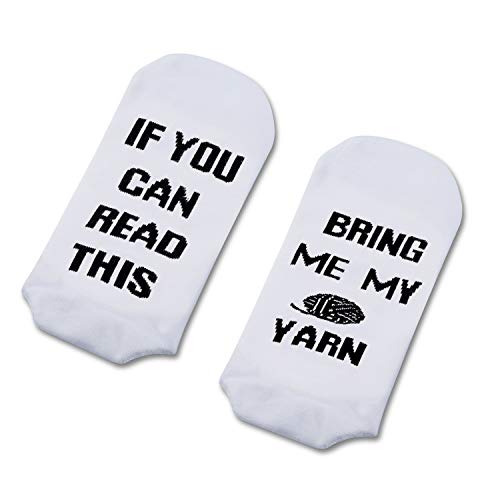 Calcetines para tejer con texto en inglés «If you can read this bring me my ovel», regalo de cumpleaños, Calcetines de hilo, M