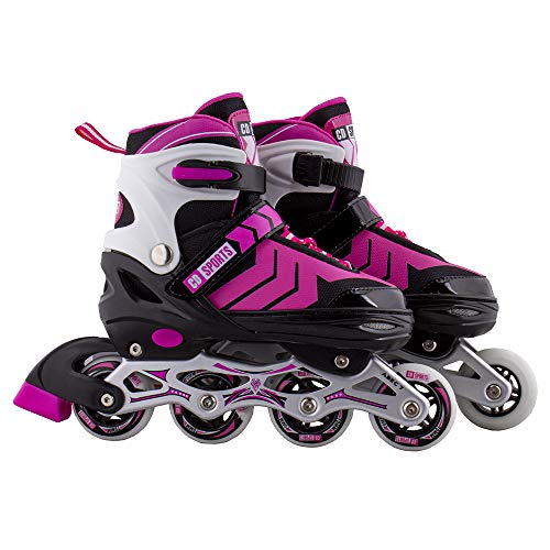 Calma Dragon Patines en Linea Ajustables, Profesionales para Adultos y Niños, con Protección incluida, 4 Ruedas, Skates, Rollers (Rosa, L)