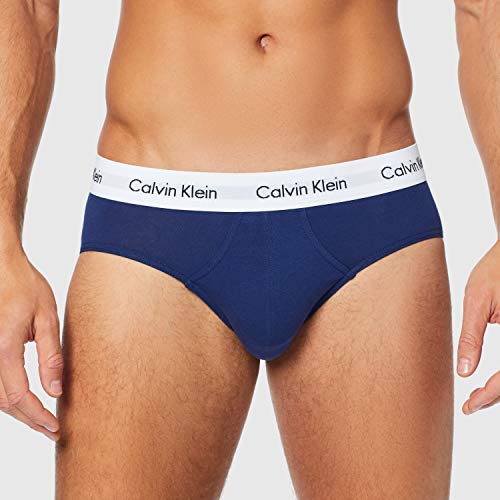 Calvin Klein Cotton Stretch-3er Calcetines, Multicolor (I03 White, Red ginger, Pyro blue), Medium (Pack de 3) para Hombre