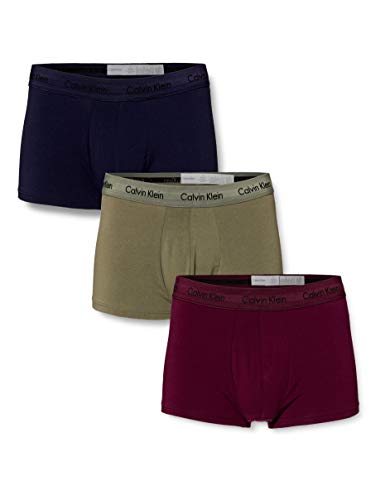 Calvin Klein Low Rise Trunk 3pk, Bóxer Hombre, Azul (LOST BLUE/ WILD FERN/ RAISIN TORTE WFL), X-Large