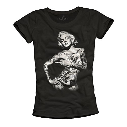 Camiseta Marilyn Monroe Tattoo Pin Up Mujer Negra L