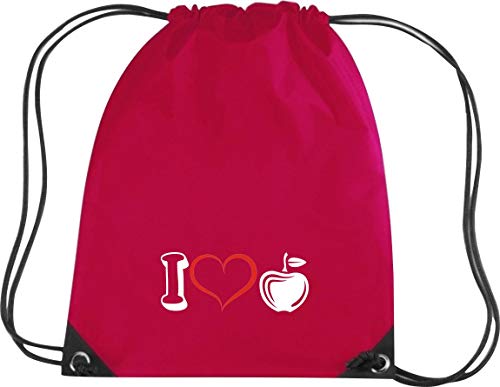 Camiseta stown Premium gymsac Frutas I Love manzana manzanas, rojo