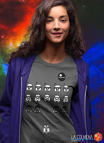 Camisetas La Colmena 1349-Camiseta Space Wars (Karlangas) (M, Charcoal)