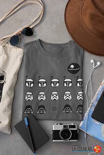 Camisetas La Colmena 1349-Camiseta Space Wars (Karlangas) (M, Charcoal)