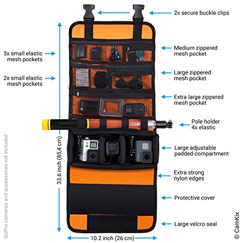 CamKix Bolsa Enrollable con Cintura/Correa de Hombro Compatible con GoPro Hero y Otras acciones/cámaras compactas - Múltiples Opciones de Transporte (Mano, Hombro, Cintura, Espalda)