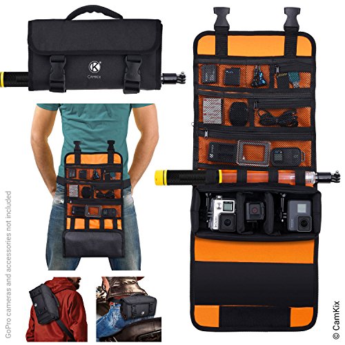 CamKix Bolsa Enrollable con Cintura/Correa de Hombro Compatible con GoPro Hero y Otras acciones/cámaras compactas - Múltiples Opciones de Transporte (Mano, Hombro, Cintura, Espalda)