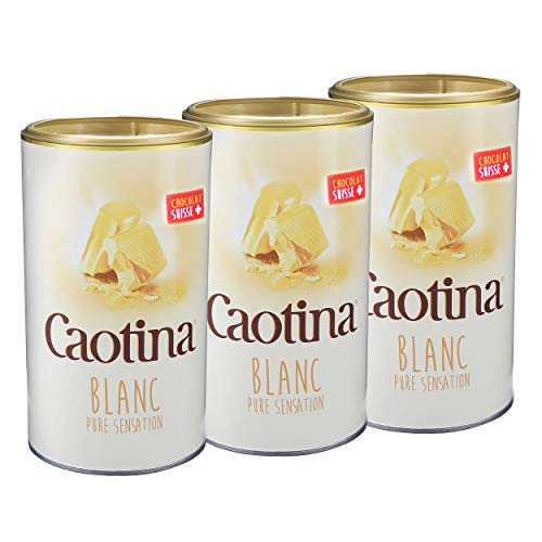 Caotina blanc, Cacao en Polvo de Chocolate Blanco Suizo, Bebida Caliente de Chocolate, Pack Triple, 3 x 500 g