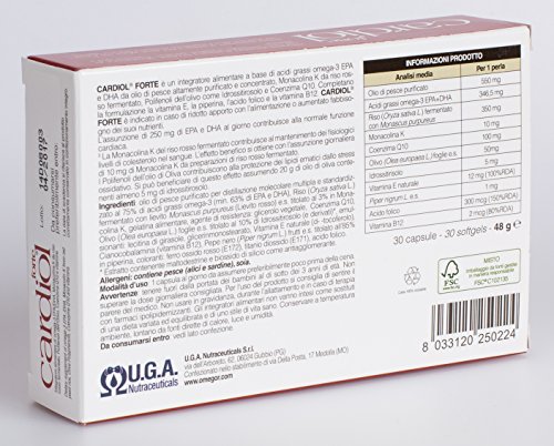 Cardiol forte - Suplemento para el colesterol con Omega-3, arroz rojo y CoQ10-30 perlas