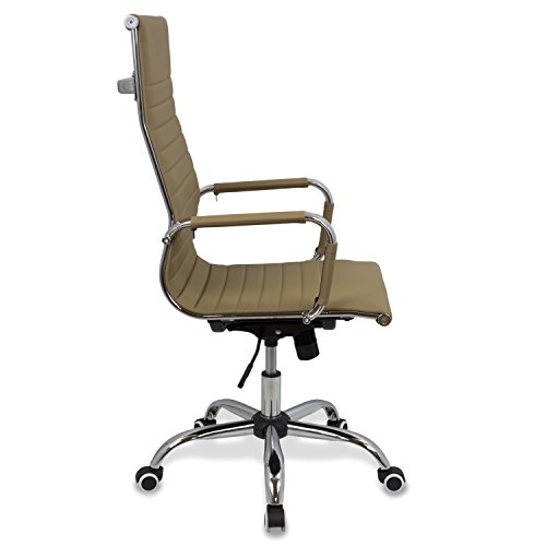 CashOffice - Silla de Oficina PU, Silla de Escritorio Giratoria y Regulable en altura (Varios Colores) (Beige)