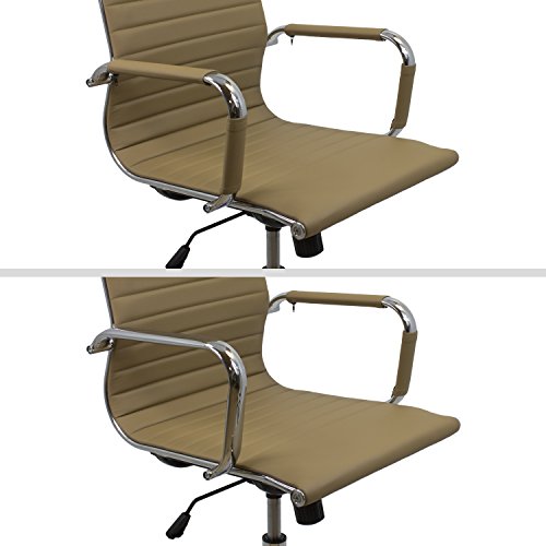 CashOffice - Silla de Oficina PU, Silla de Escritorio Giratoria y Regulable en altura (Varios Colores) (Beige)