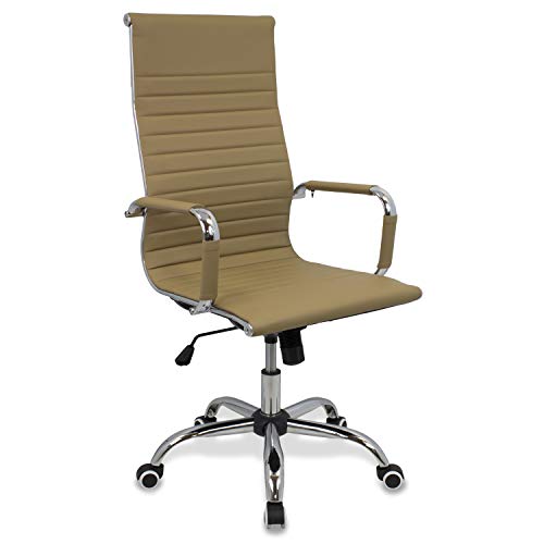 CashOffice - Silla de Oficina PU, Silla de Escritorio Giratoria y Regulable en altura (Varios Colores) (Beige)