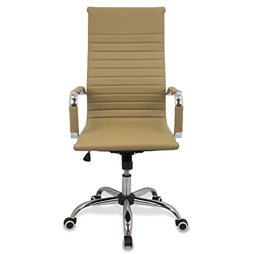 CashOffice - Silla de Oficina PU, Silla de Escritorio Giratoria y Regulable en altura (Varios Colores) (Beige)