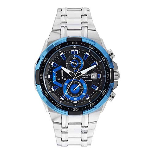 Casio EDIFICE Reloj en caja sólida, 10 BAR, Azul/Negro, para Hombre, con Correa de Acero inoxidable, EFR-539D-1A2VUEF