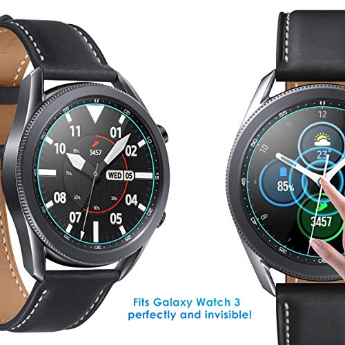 CAVN Protector de pantalla compatible con Samsung Galaxy Watch 3 45mm, 4 unidades, dureza 9H, transparente, antiarañazos, cristal templado para Galaxy Watch 3 45mm