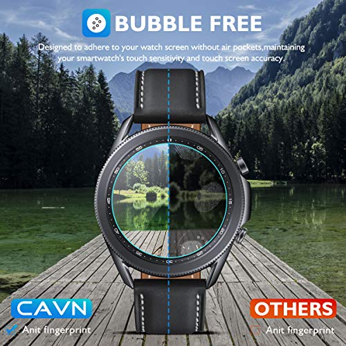 CAVN Protector de pantalla compatible con Samsung Galaxy Watch 3 45mm, 4 unidades, dureza 9H, transparente, antiarañazos, cristal templado para Galaxy Watch 3 45mm