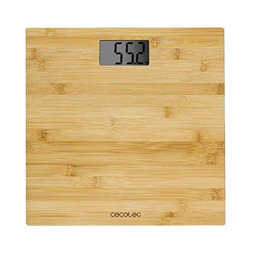 Cecotec Báscula de Baño Digital Surface Precision 9300 Healthy. Con Plataforma de Bambú (Eco-friendly), Pantalla LCD, Capacidad máxima 180kg, Lista para usar y con Cinta Métrica.