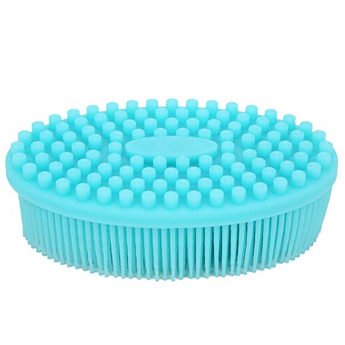 Cepillo de masaje de silicona, cepillo para lavar el cabello del cuero cabelludo antideslizante, cepillo para champú para bebés, masajeador de lavado corporal, peine de silicona suave(azul)