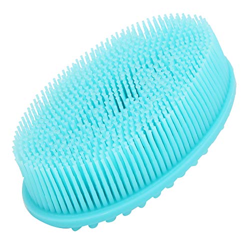 Cepillo de masaje de silicona, cepillo para lavar el cabello del cuero cabelludo antideslizante, cepillo para champú para bebés, masajeador de lavado corporal, peine de silicona suave(azul)