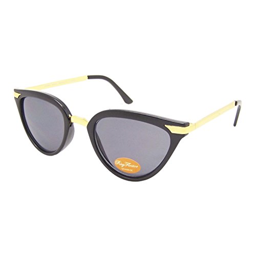 Chic-Net Gafas de Sol de Las señoras de la Vendimia Tintado 400UV Ojo de Gato de Metal Dorado Gris atigrado