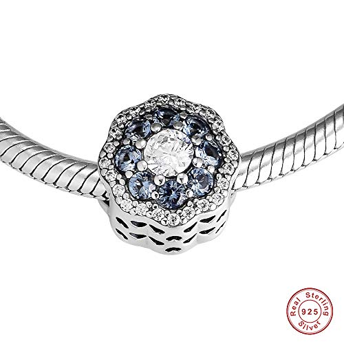 CHICBUY 2019 primavera azul flor grano 925 plata DIY se adapta para pulseras Pandora originales encanto joyería de moda