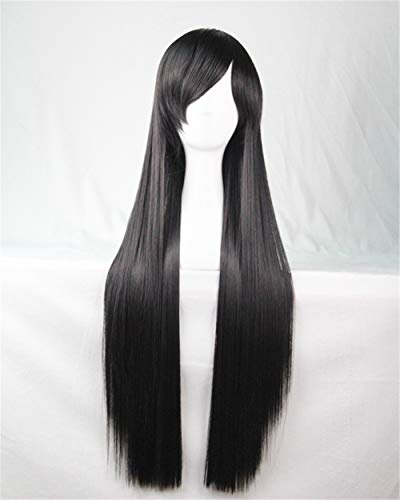 Chiguo 80cm/ 32'' Peluca de Las Mujeres Pelo Largo Recta De Las Mujeres Cabello Peluca Cabello para Adultos Cosplay Disfraz Fiesta de Halloween Peluca Pelucas para Adultos (Negro)