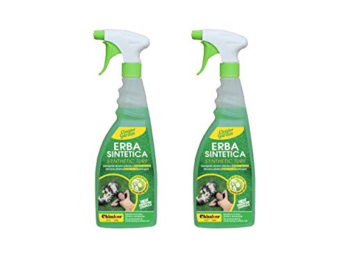 Chimiver - Clean Garden Pronto Kit 2 Piezas | Limpiador alcalino Listo para el Uso a acción sanitizante para césped sintético residencial. Kit 2 Botellas de 750ml