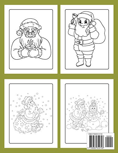 Christmas Santa Kids Coloring Book: Christmas Trees, Candy Canes, Santa Claus and More! 50 Unique Design Vol-1