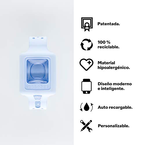 CLEANDS - Pulsera con Gel Hidroalcohólico, Recargable, Desinfectante de Manos – Azul