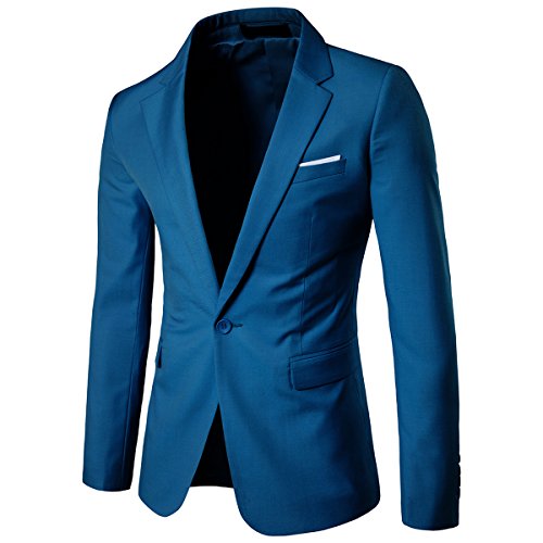 Cloud Style Traje ceñido para hombre, moderna chaqueta de un botón azul M