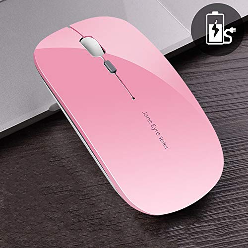 Coener Ratón Inalámbrico Recargable, Mouse Wireless 2.4G Mute de Mouse Inalambrico, Ultra Delgado,1600 dpi Ajustable para Portatil/Computadora/Windows/Linux/Vista/PC/Mac (Rosa)