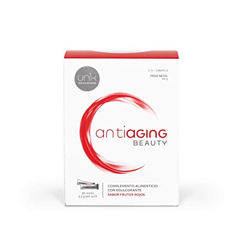 COLÁGENO y ANTIOXIDANTES – ANTIAGING BEAUTY– COLÁGENO VERISOL+HIALURÓNICO+GRANADA+AÇAI+Vit C+BIOTINA – PIEL, CELULITIS, PELO, UÑAS. 30 sticks. FRUTOS ROJOS - LAB UNIK HEALTH & NUTRITION