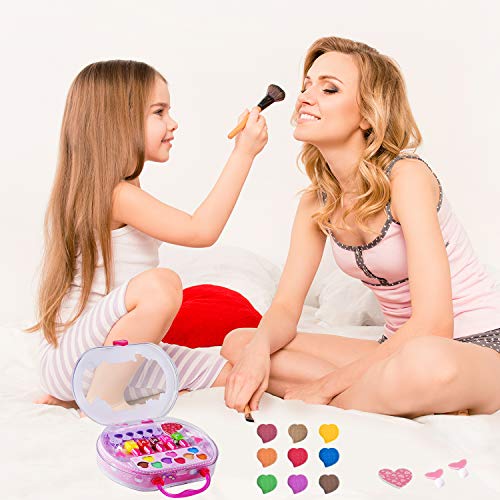 Colmanda Juguetes de Maquillaje Niños, 18 Piezas Kit de Maquillaje para Niñas Juego de Juguetes de Maquillaje, Cosméticos Belleza Juguetes Juego de Maquillaje Lavable para Niños