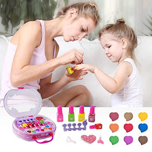 Colmanda Juguetes de Maquillaje Niños, 18 Piezas Kit de Maquillaje para Niñas Juego de Juguetes de Maquillaje, Cosméticos Belleza Juguetes Juego de Maquillaje Lavable para Niños