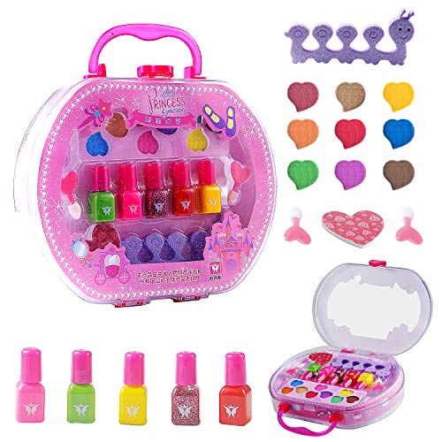 Colmanda Juguetes de Maquillaje Niños, 18 Piezas Kit de Maquillaje para Niñas Juego de Juguetes de Maquillaje, Cosméticos Belleza Juguetes Juego de Maquillaje Lavable para Niños