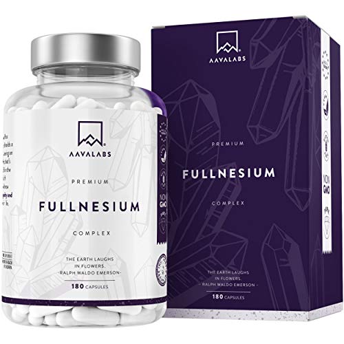 Complejo de Magnesio Fullnesium - 180 Cápsulas - 400 mg/Dosis Diaria - Óxido de Magnesio, Citrato de Magnesio, Malato de Magnesio, Taurato de Magnesio - 100% Vegano