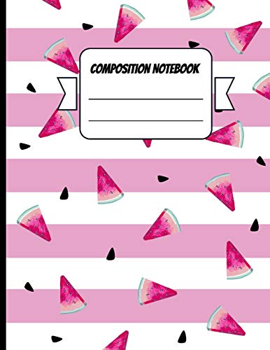 Composition Notebook: Watermelon Fruits And Seeds Pattern Pink College Ruled Notebook / Journal for Girls (8.5 x 11, 120 Pages)