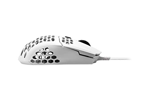 Cooler Master MM710 Ratón Gaming Ultraligero 53g con Cable - Sensor Optico16000 dpi, Conmutadores Omron 20 Millones Clics, Pies PTFE Desplazamiento Suave, Coraza Forma Panel Abeja – Blanco Opaco