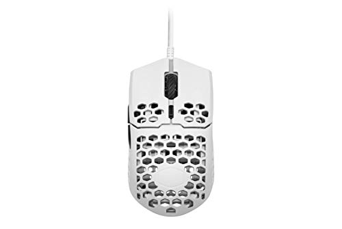 Cooler Master MM710 Ratón Gaming Ultraligero 53g con Cable - Sensor Optico16000 dpi, Conmutadores Omron 20 Millones Clics, Pies PTFE Desplazamiento Suave, Coraza Forma Panel Abeja – Blanco Opaco