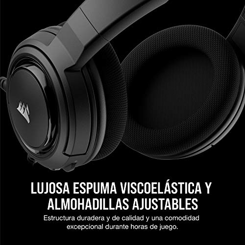 Corsair HS35 - Auriculares Stereo para Juegos (Membrana Neodimio de 50 mm, Micrófono Unidireccional Extraíble, Estructura Ligera, Compatible con PC, Xbox One, PS4, Nintendo Switch y Móviles), Negro